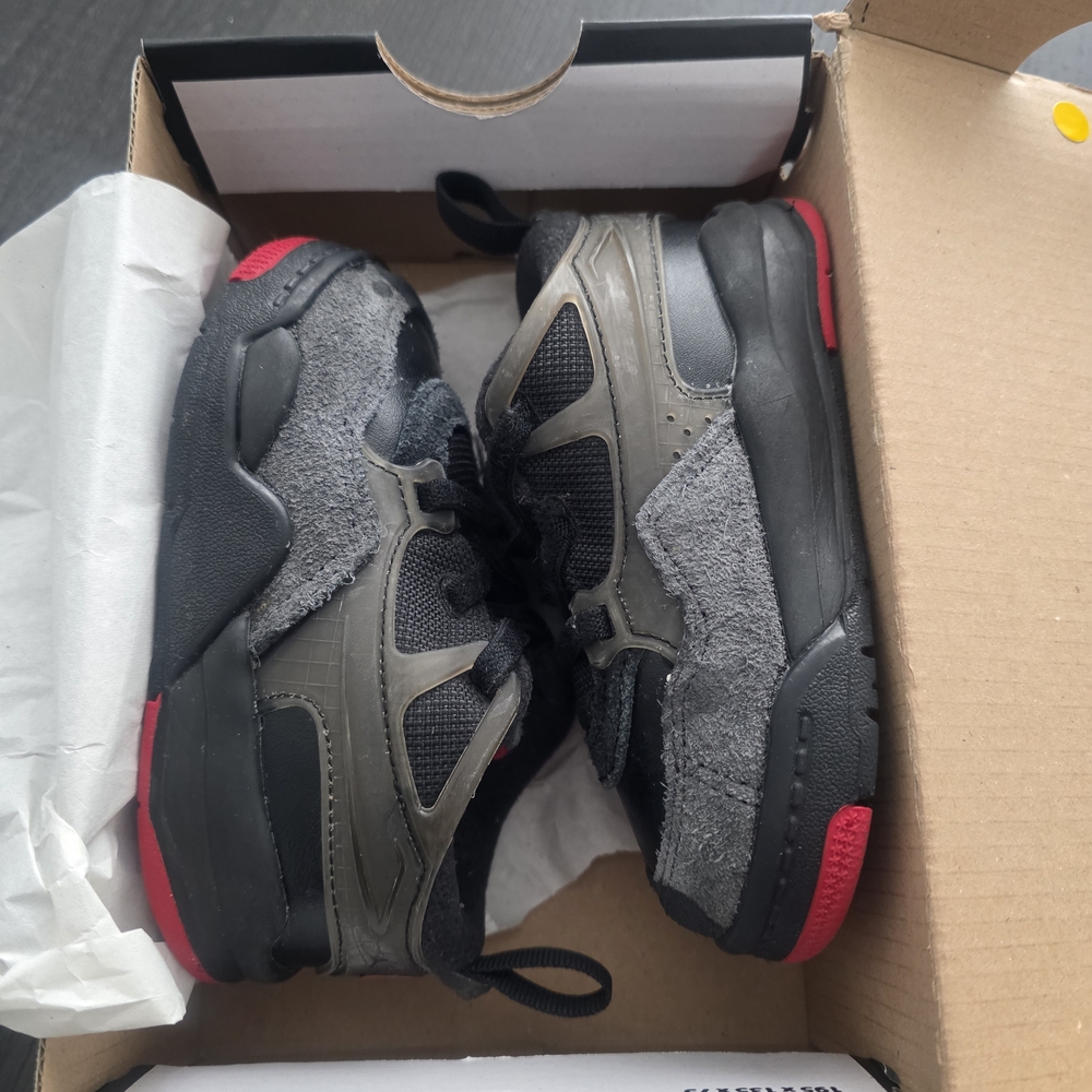Jordan Kids Black and Gray Sneakers with Red Accents